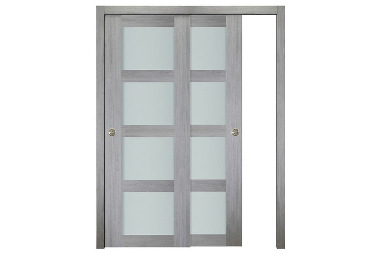 Nova Italia Vetro 4 Lite Light Grey Laminate Interior Door| ByPass Door