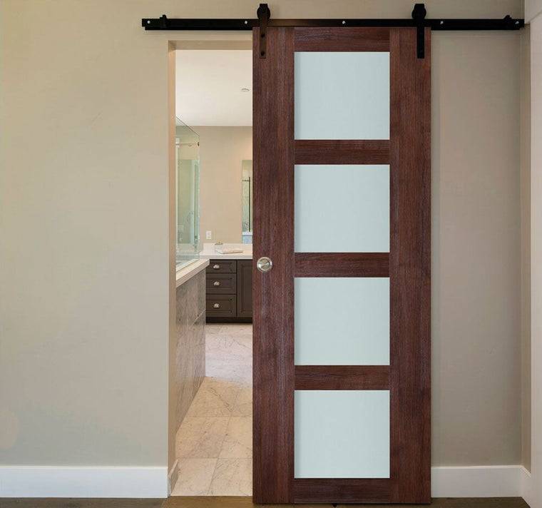 Nova Italia Vetro 4 Lite Prestige Brown Laminate Interior Door | Barn Door