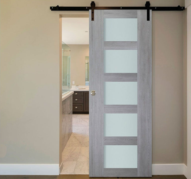 Nova Italia Vetro 5 Lite Light Grey Laminate Interior Door | Barn Door