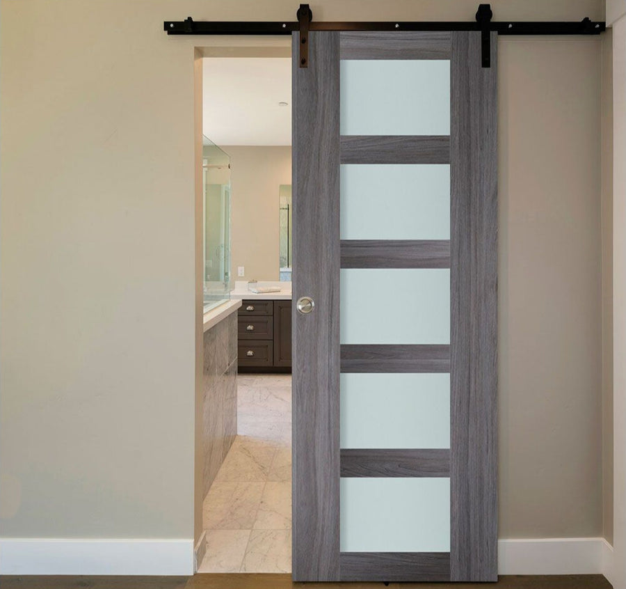 Nova Italia Vetro 5 Lite Swiss Elm Laminate Interior Door | Barn Door