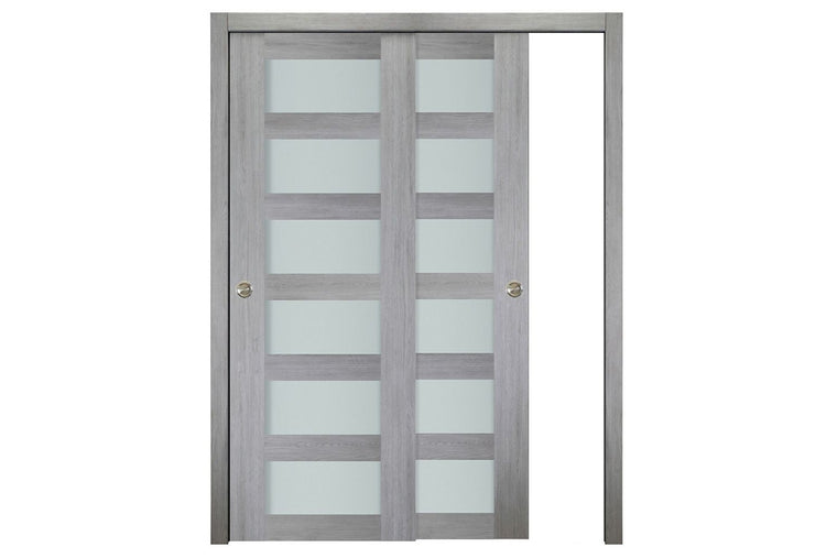 Nova Italia Vetro 6 Lite Light Grey Laminate Interior Door| ByPass Door