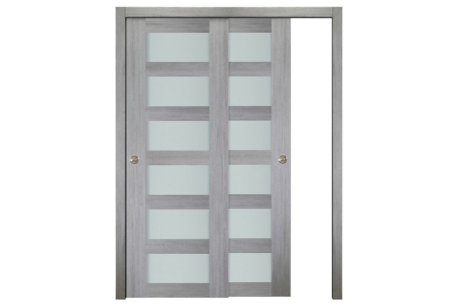 Nova Italia Vetro 6 Lite Light Grey Laminate Interior Door| ByPass Door