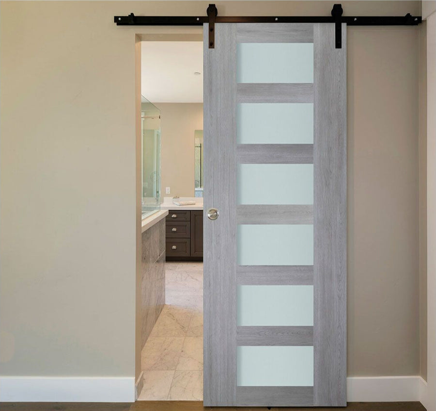 Nova Italia Vetro 6 Lite Light Grey Laminate Interior Door | Barn Door