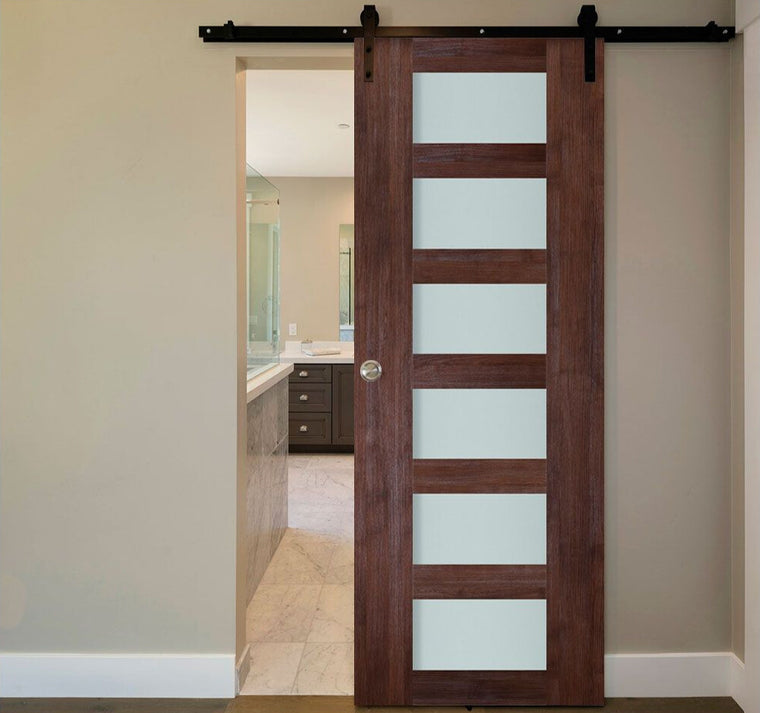 Nova Italia Vetro 6 Lite Prestige Brown Laminate Interior Door | Barn Door