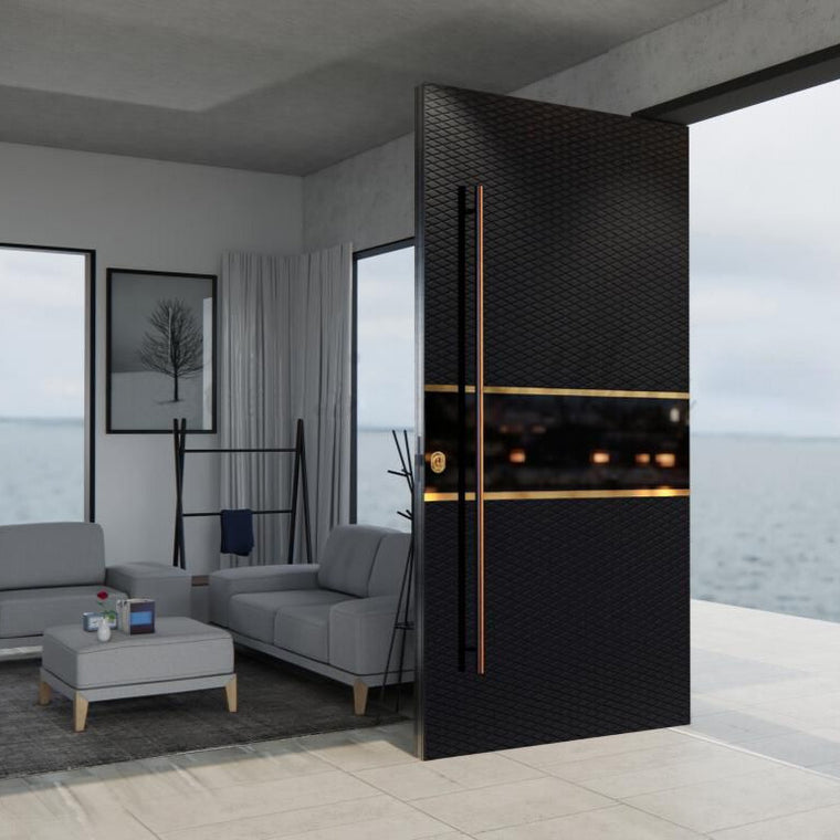 Nova Royal Series Pivot Wrought Iron Custom Exterior Door | Style 003
