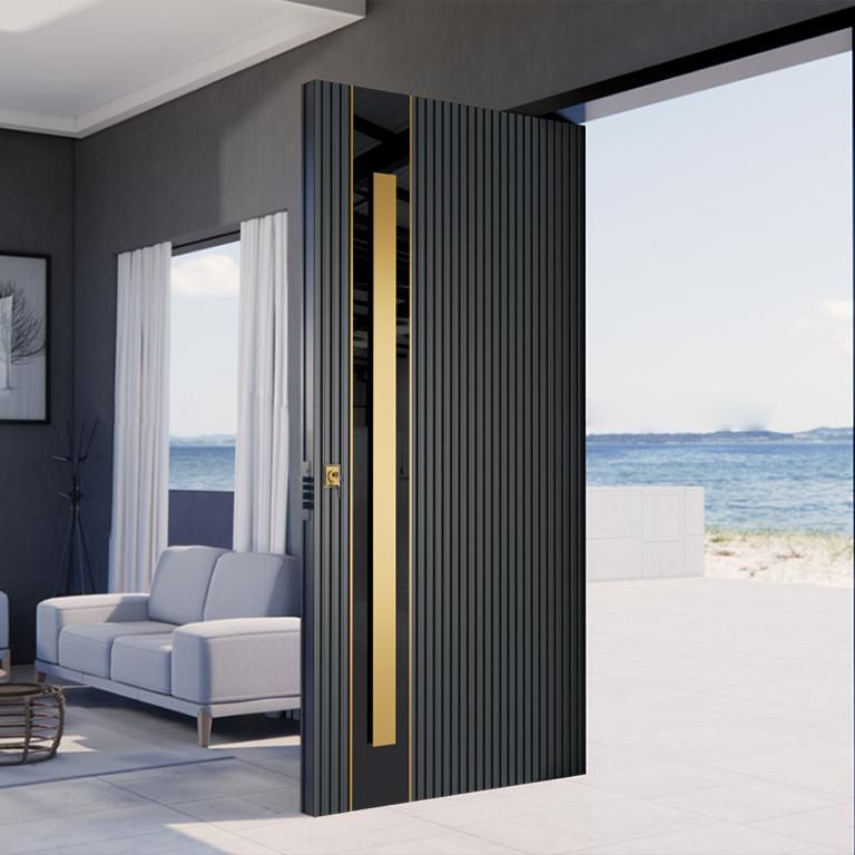 Nova Royal Series Pivot Wrought Iron Custom Exterior Door | Style 009