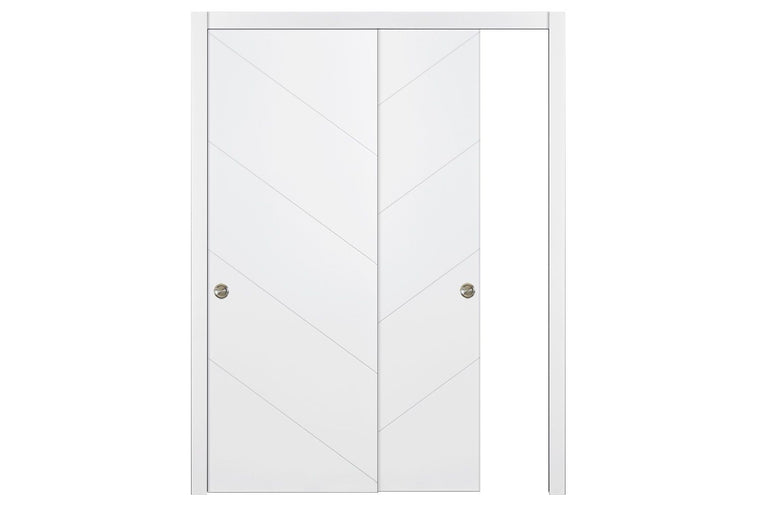 Nova Slant Soft White Laminated Traditional interior Door | ByPass Door