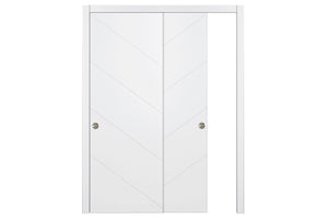 Nova Slant Soft White Laminated Traditional interior Door | ByPass Door | Buy Doors Online