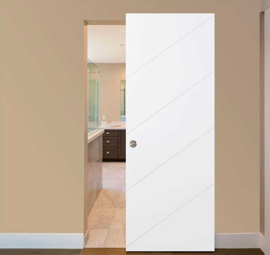 Nova Slant Soft White Laminated Traditional interior Door | Magic Door