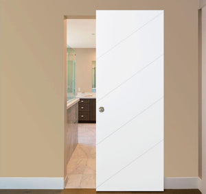 Nova Slant Soft White Laminated Traditional interior Door | Magic Door | Buy Doors Online
