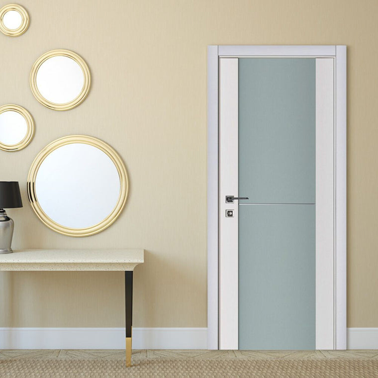 Nova Triplex 002 Soft White Laminated Modern Interior Door | Frosted Glass