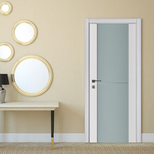 Nova Triplex 002 Soft White Laminated Modern Interior Door | Frosted Glass | Buy Doors Online