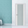 Nova Triplex 003 Soft White Laminated Modern Interior Door | Frosted Glass | Buy Doors Online