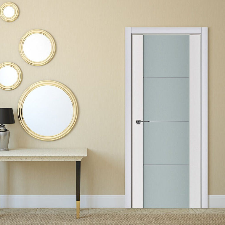 Nova Triplex 006 Soft White Laminated Modern Interior Door | Frosted Glass