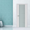 Nova Triplex 007 Soft White Laminated Modern Interior Door | Frosted Glass | Buy Doors Online