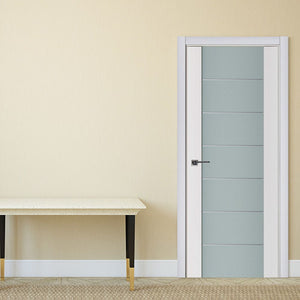 Nova Triplex 009 Soft White Laminated Modern Interior Door | Frosted Glass | Buy Doors Online