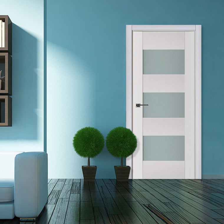 Nova Triplex 015 Soft White Laminated Modern Interior Door