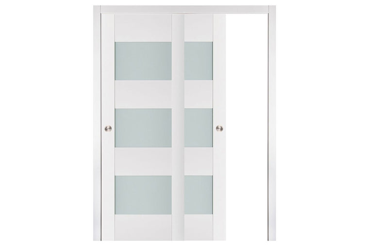 Nova Triplex 015 Soft White Laminated Modern Interior Door | ByPass Door