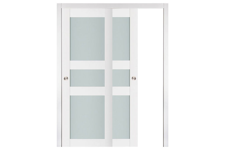 Nova Triplex 029 Soft White Laminated Modern Interior Door | ByPass Door