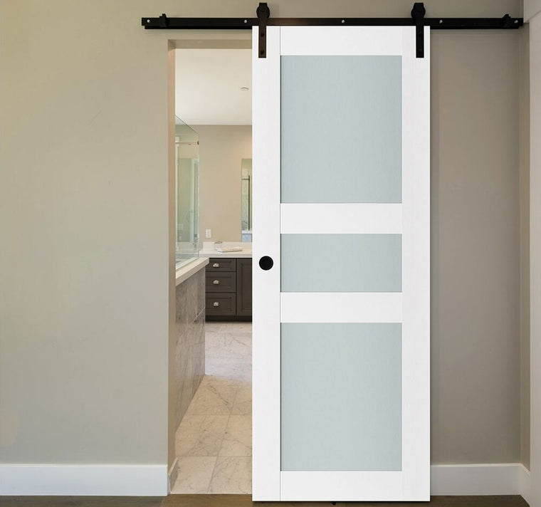 Nova Triplex 029 Soft White Laminated Modern Interior Door | Barn Door