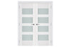 Nova Triplex 035 Soft White Laminated Modern Interior Door | Frosted Glass | Buy Doors Online