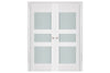 Nova Triplex 036 Soft White Laminated Modern Interior Door | Frosted Glass | Buy Doors Online