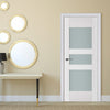 Nova Triplex 036 Soft White Laminated Modern Interior Door | Frosted Glass | Buy Doors Online