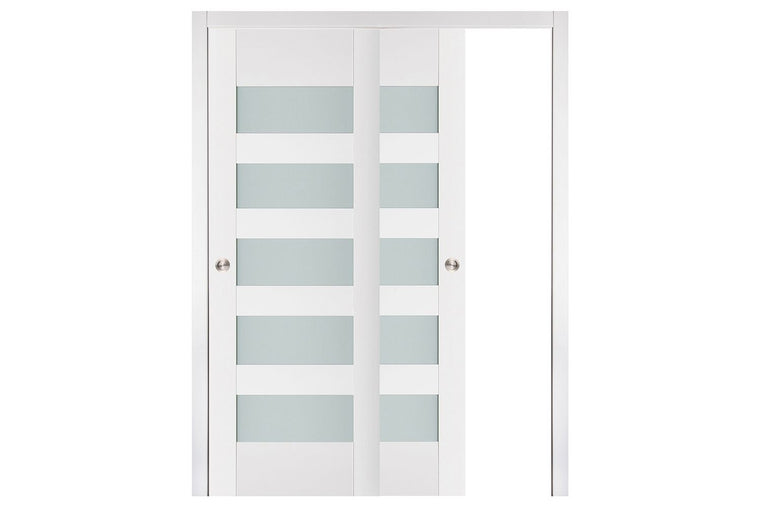 Nova Triplex 040 Soft White Laminated Modern Interior Door | ByPass Door