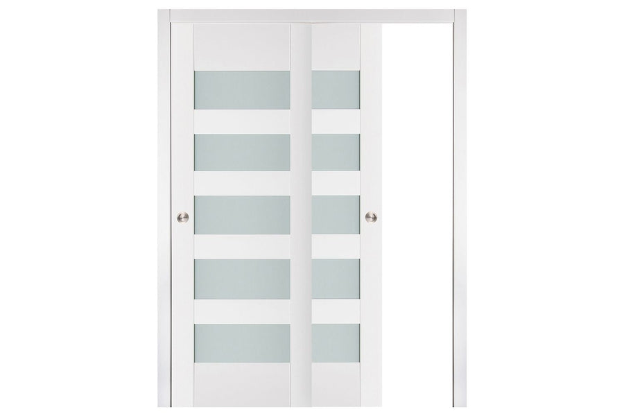 Nova Triplex 040 Soft White Laminated Modern Interior Door | ByPass Door
