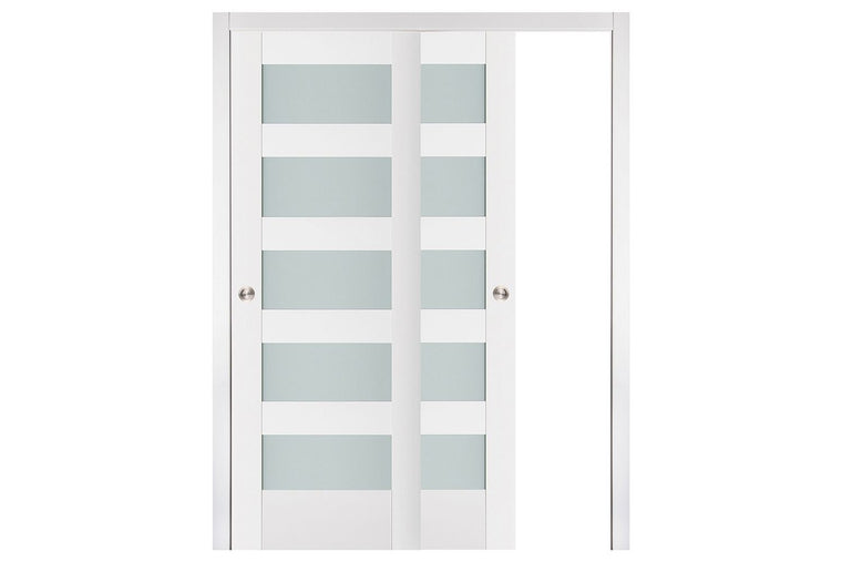Nova Triplex 057 Soft White Laminated Modern Interior Door | ByPass Door