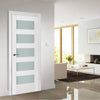 Nova Triplex 057 Soft White Laminated Modern Interior Door | Frosted Glass | Buy Doors Online