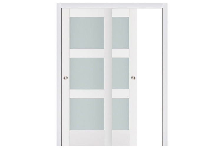 Nova Triplex 058 Soft White Laminated Modern Interior Door | ByPass Door