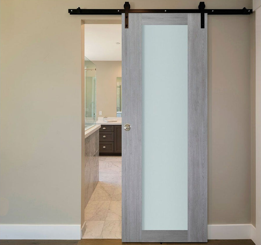 Nova Italia Vetro 1 Lite Light Grey Laminate Interior Door | Barn Door