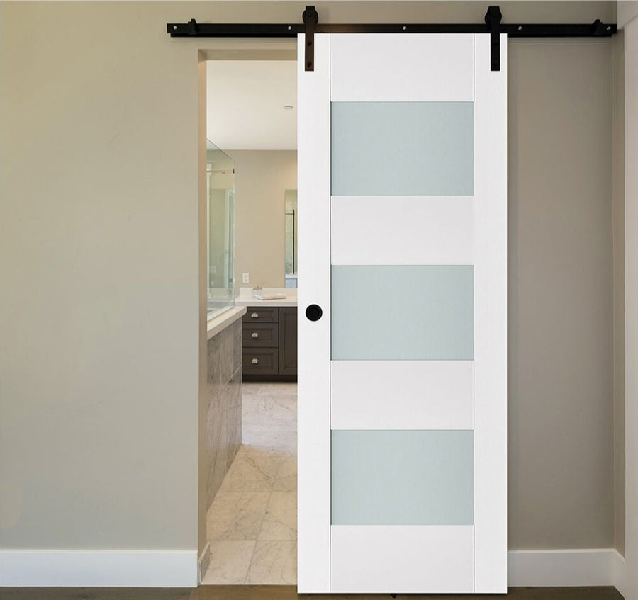 Nova Triplex 015 Soft White Laminated Modern Interior Door | Barn Door