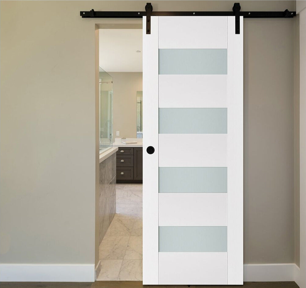 Nova Triplex 017 Soft White Laminated Modern Interior Door | Barn Door