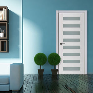 Nova Triplex 025 Soft White Laminated Modern Interior Door | Buy Doors Online