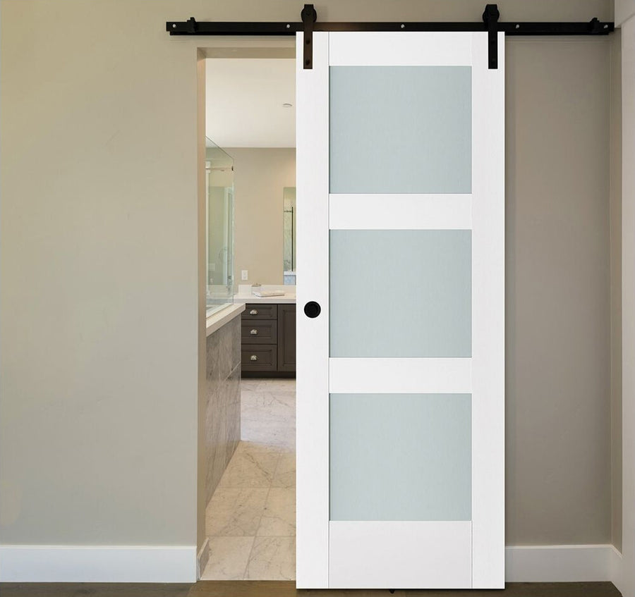 Nova Triplex 058 Soft White Laminated Modern Interior Door | Barn Door