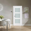 Nova Triplex 058 Soft White Laminated Modern Interior Door | Frosted Glass | Buy Doors Online