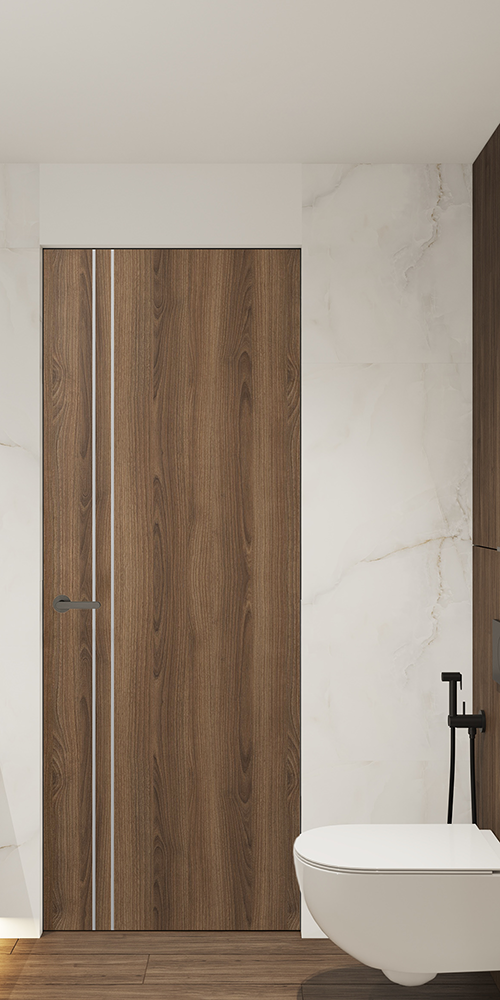 Optima 2V Pecan Nutwood Frameless Belldinni Modern Interior Door