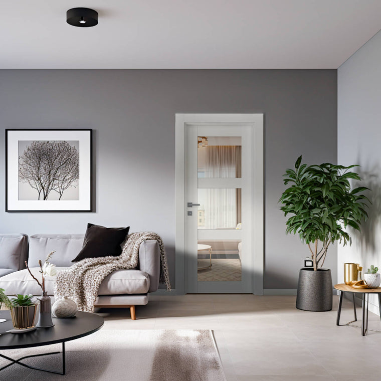 Palladio 3 Lite Clear Vetro Bianco Noble Belldinni Modern Interior Door