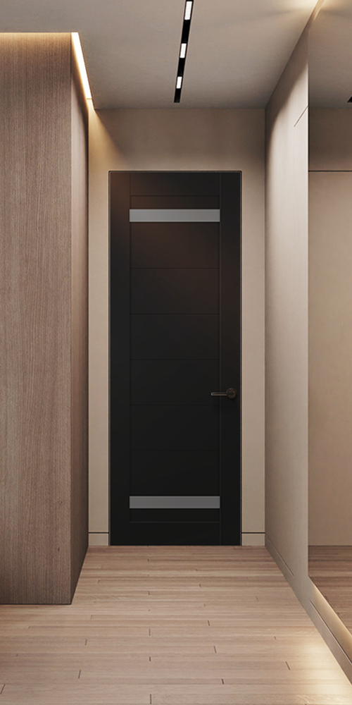 Perla Vetro Black Matte Frameless Belldinni Modern Interior Door