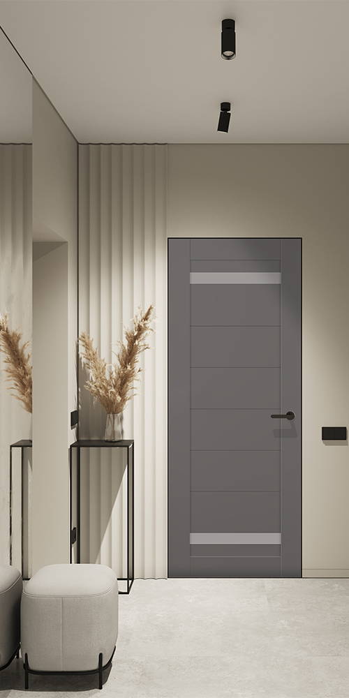 Perla Vetro Gray Matte Frameless Belldinni Modern Interior Door