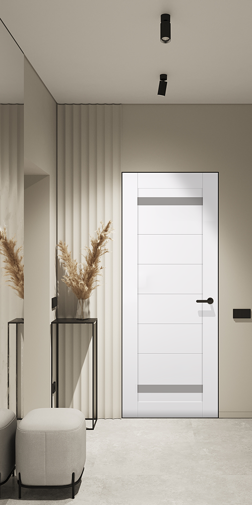 Perla Vetro Snow White Frameless Belldinni Modern Interior Door