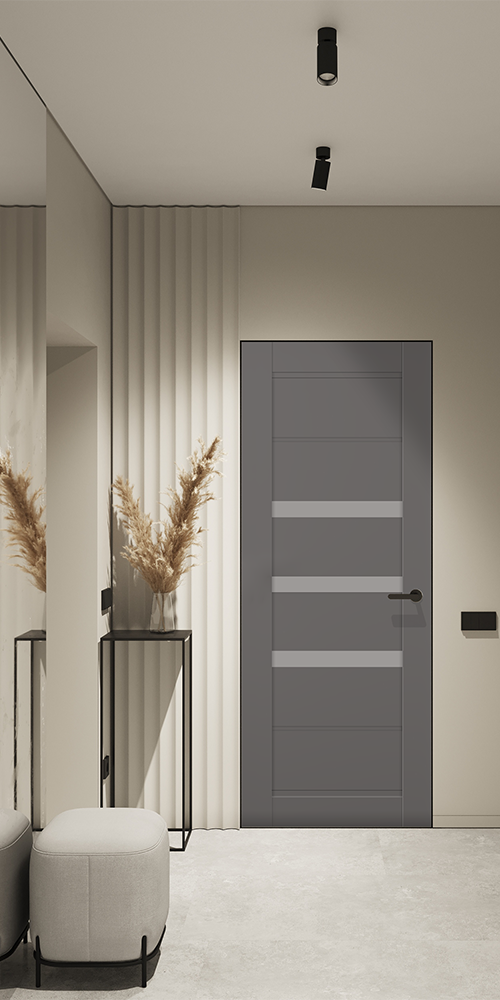 Rita Vetro Gray Matte Frameless Belldinni Modern Interior Door