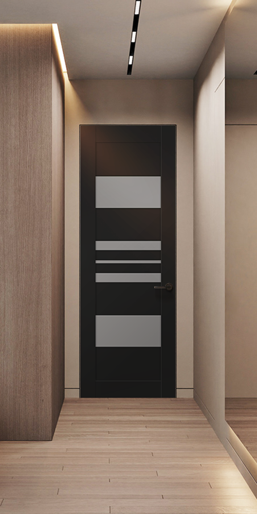 Romi Vetro Black Matte Frameless Belldinni Modern Interior Door