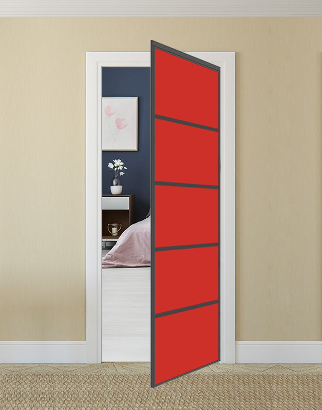 Nova Pivot Closet Doors - Style 05 | Glass Door | Swing Door | Light Red