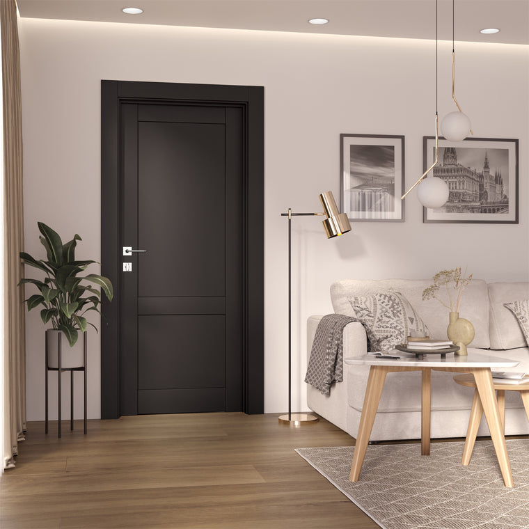 Shaker 2 Panel Black Matte Frameless Belldinni Modern Interior Door