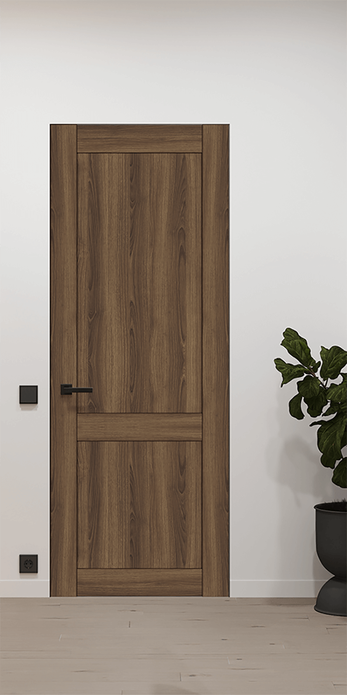 Shaker 2 Panel Pecan Nutwood Frameless Belldinni Modern Interior Door