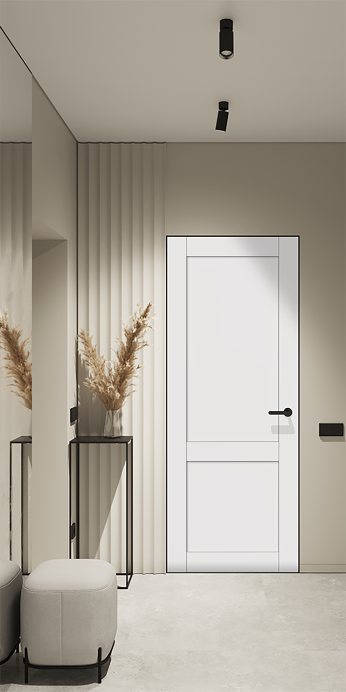 Shaker 2 Panel Snow White Frameless Belldinni Modern Interior Door, image size:700x1400