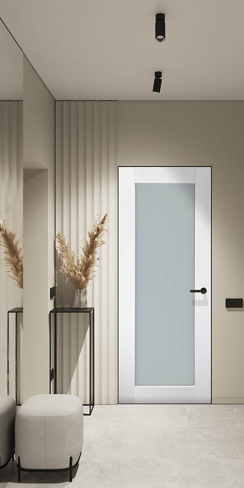 Smart Pro 207 Vetro Polar White Frameless Belldinni Modern Interior Door